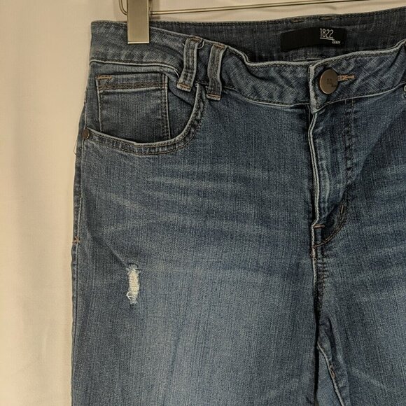 1822 Denim Jeans Pants Distressed Blue 14 High Rise Skinny Ankle - Picture 5 of 14